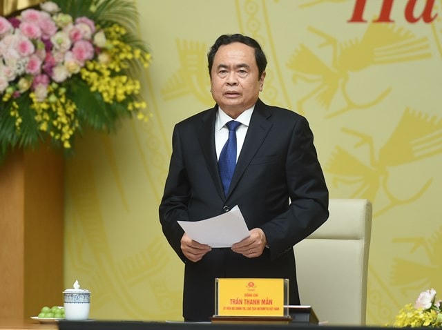 Chủ tịch Trần Thanh Mẫn phát biểu tại Hội nghị. Ảnh: Quang Vinh.