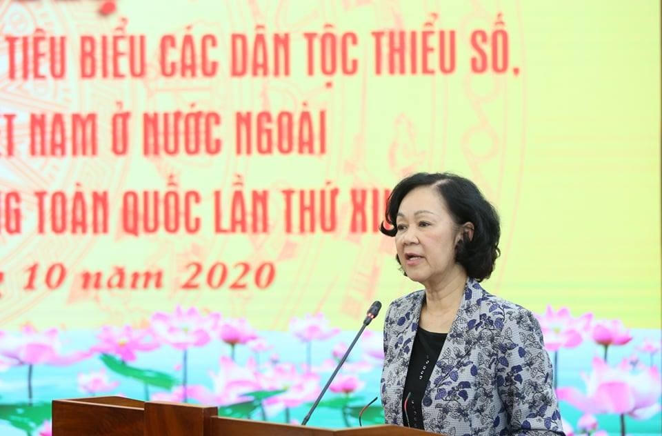 Trưởng ban Dân vận Trung ương Trương Thị Mai phát biểu tại Hội nghị.