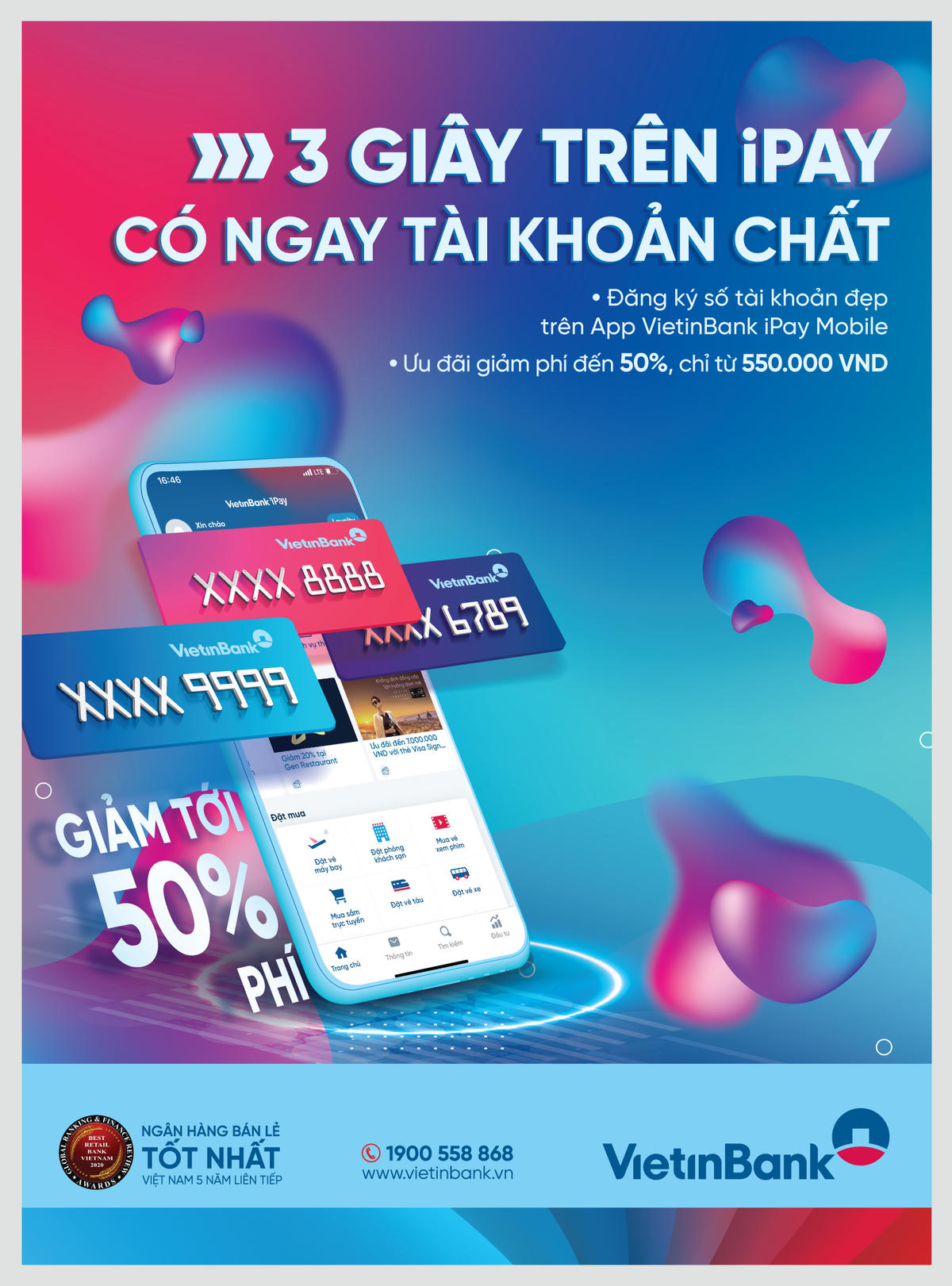 Đăng ký tài khoản số đẹp ngay trên ứng dụng VietinBank iPay Mobile: 