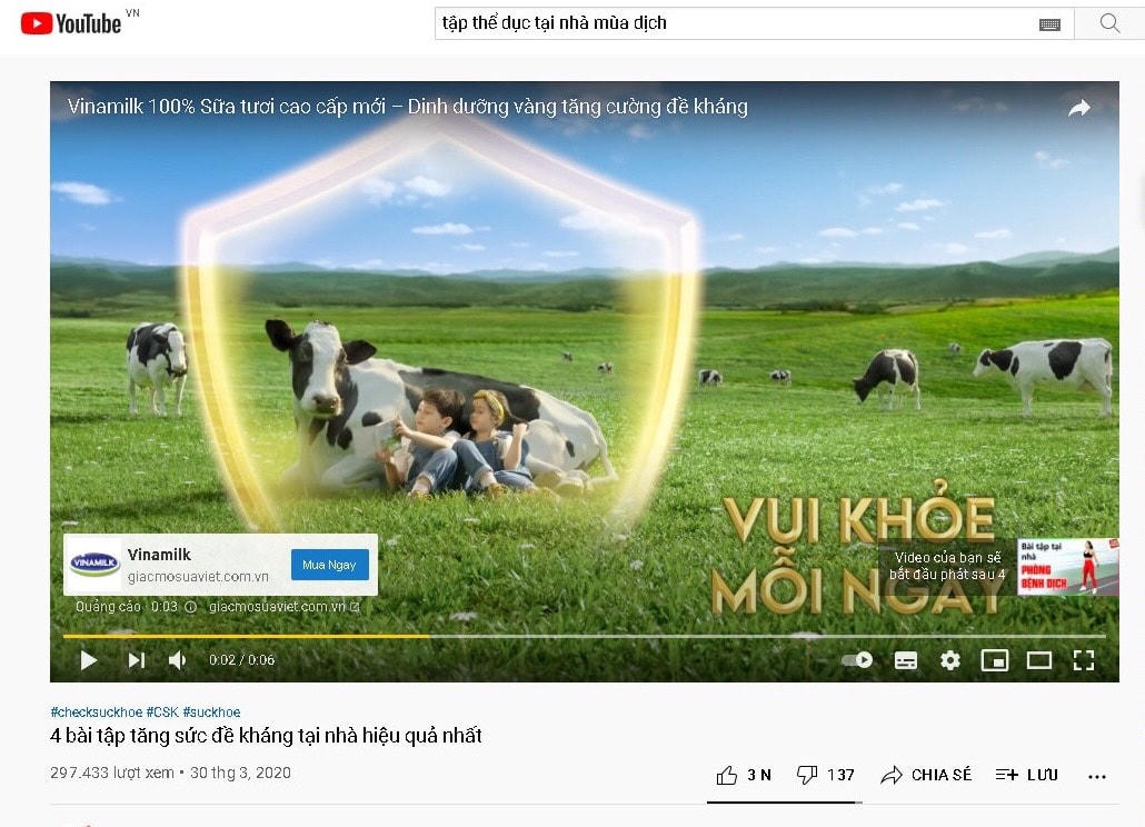 Đội nốt quảng cáo nhãn hàng Vinamilk được chèn vào bài viết: 4 bài tập tăng sức đề kháng tại nhà hiệu quả nhất.