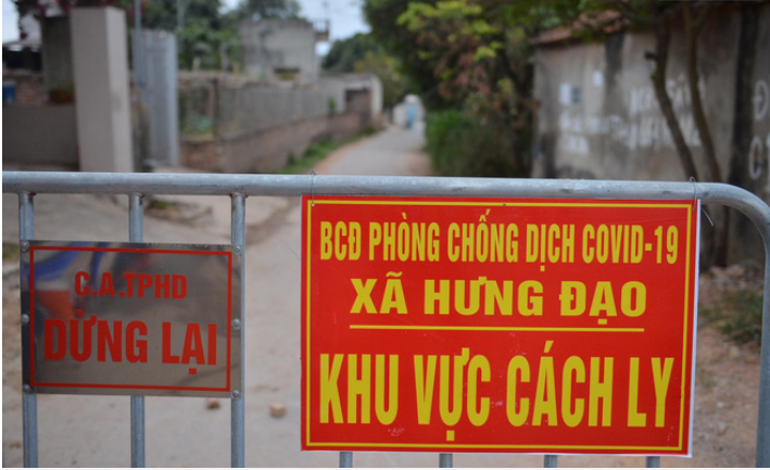 Hải Dương thực hiện phong toả Thôn Kim Điền , xã Hưng Đạo. (Ảnh: Đinh Huy).