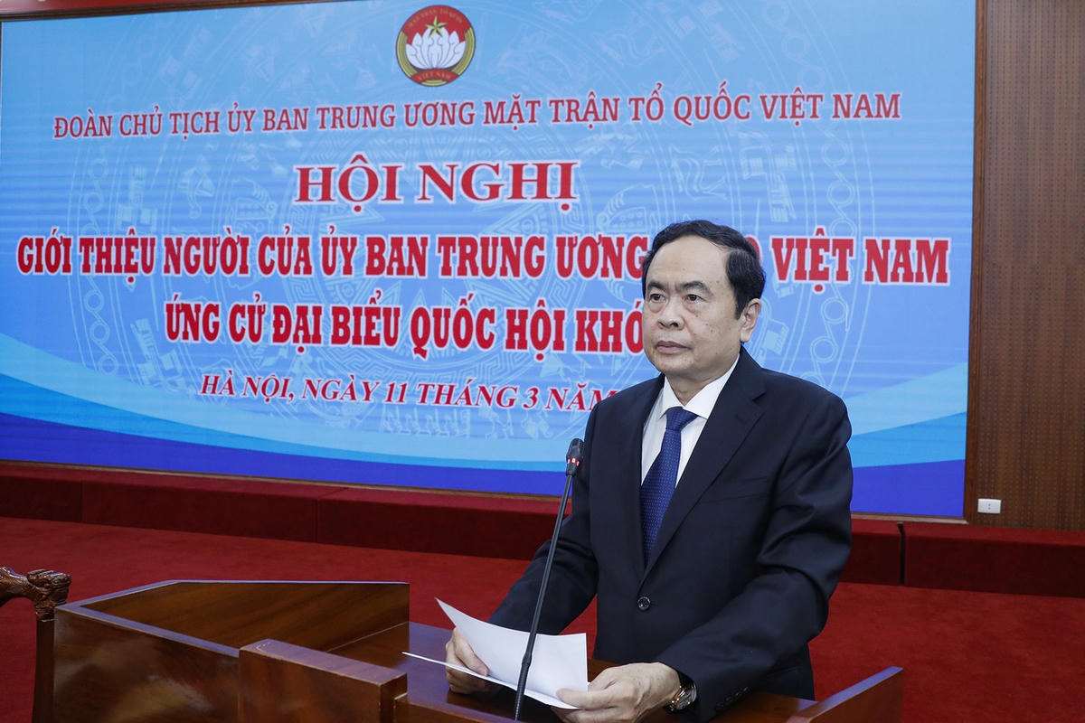 Chủ tịch Trần Thanh Mẫn phát biểu tại Hội nghị.