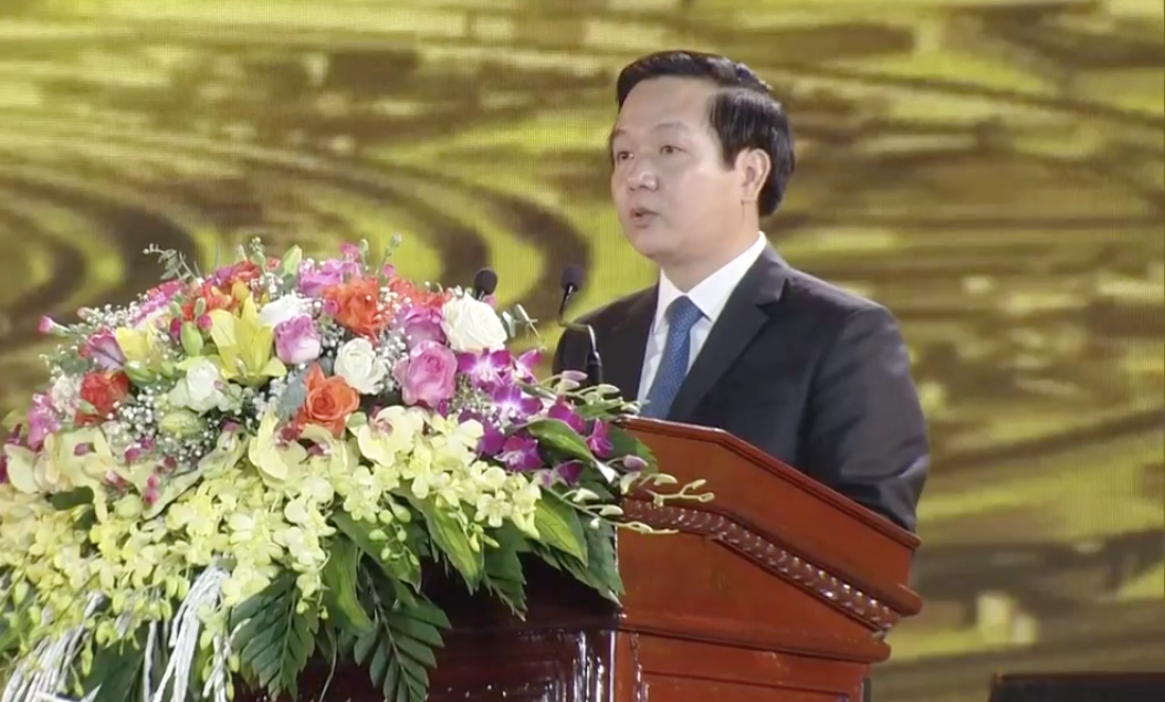 Ông Phạm Quang Ngọc, Chủ tịch UBND tỉnh Ninh Bình phát biểu tại lễ khai mạc Năm du lịch Quốc gia 2021.