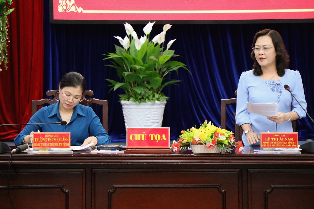 Bà Lê Thị Ái Nam, Phó Bí thư Thường trực Tỉnh ủy, Chủ tịch HĐND tỉnh, Chủ tịch Ủy ban Bầu cử tỉnh Bạc Liêu thông tin về công tác bầu cử tỉnh. 