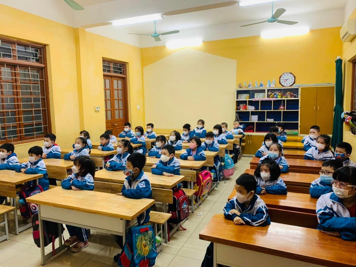 Tiết học trực tiếp của học sinh lớp một.