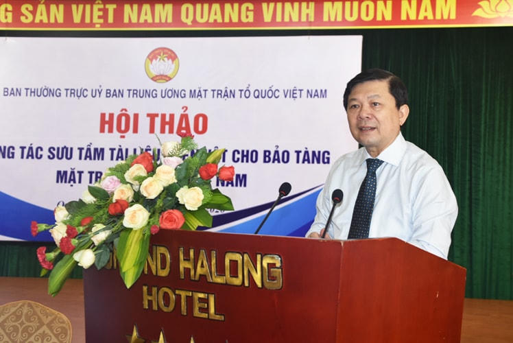 Phó Chủ tịch UBTƯ MTTQ Việt Nam Nguyễn Hữu Dũng phát biểu tại Hội thảo. Ảnh: Trung Quân.