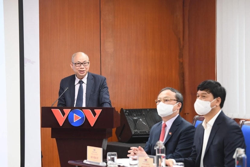 Ông Nguyễn Tiến Long, Trưởng ban Đối ngoại (Đài Tiếng nói Việt Nam) phát biểu tại buổi lễ.  