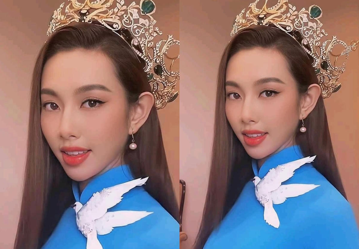 Thùy Tiên diện áo dài Việt Nam ngay trên đất Thái Lan. 