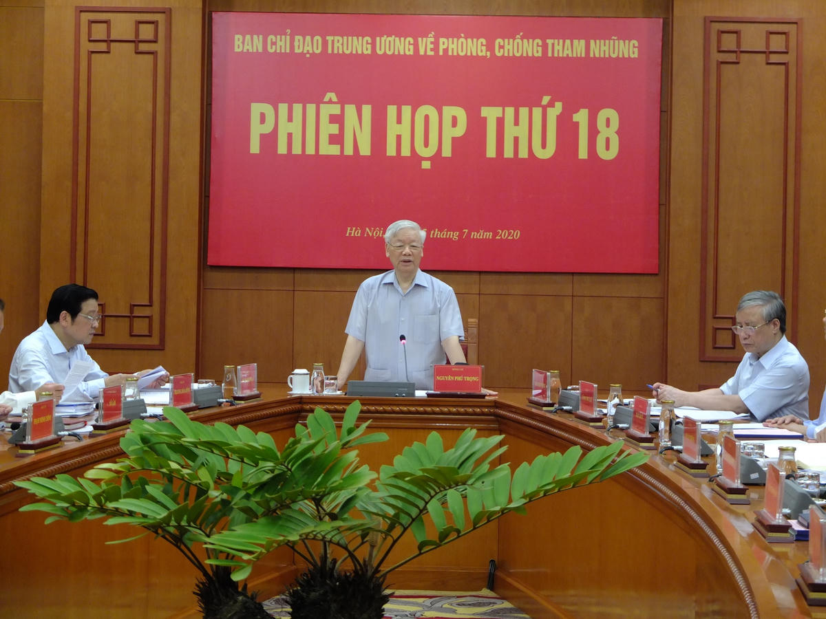 Tổng Bí thư, Chủ tịch nước Nguyễn Phú Trọng chủ trì phiên họp thứ 18 của Ban Chỉ đạo Trung ương về phòng, chống tham nhũng.