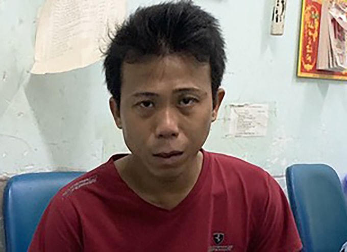 Lê Ngọc Anh tại cơ quan công an. Ảnh: An Nam.  