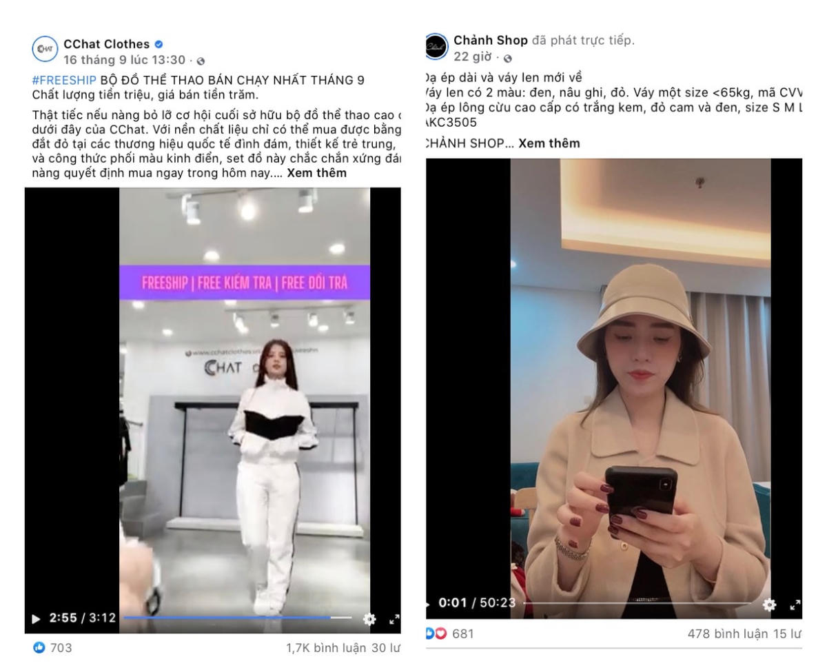 Nhiều cửa hàng thời trang thực hiện "livestream" thu hút lớn lượng người xem, bình luận mua hàng. 