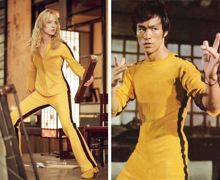 Bộ trang phục ấn tượng mà “đả nữ” Uma Thurman mặc trong Kill Bill 1 hoá ra được nhằm để tri ân hình ảnh của huyền thoại võ thuật Lý Tiểu Long trong bộ phim Game of Death.