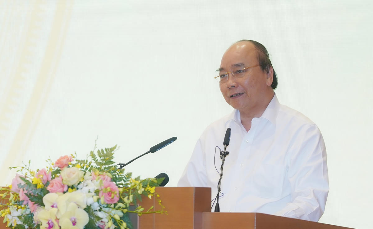 Thủ tướng Nguyễn Xuân Phúc phát biểu tại buổi gặp mặt. Ảnh: VGP/Quang Hiếu.
