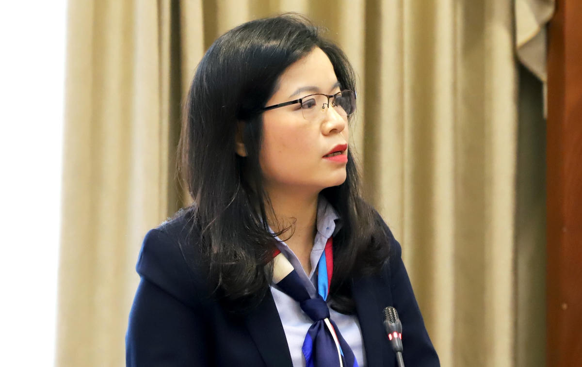 ThS Phạm Thị Kim Cúc, Chủ nhiệm đề tài phát biểu tại Hội nghị.
