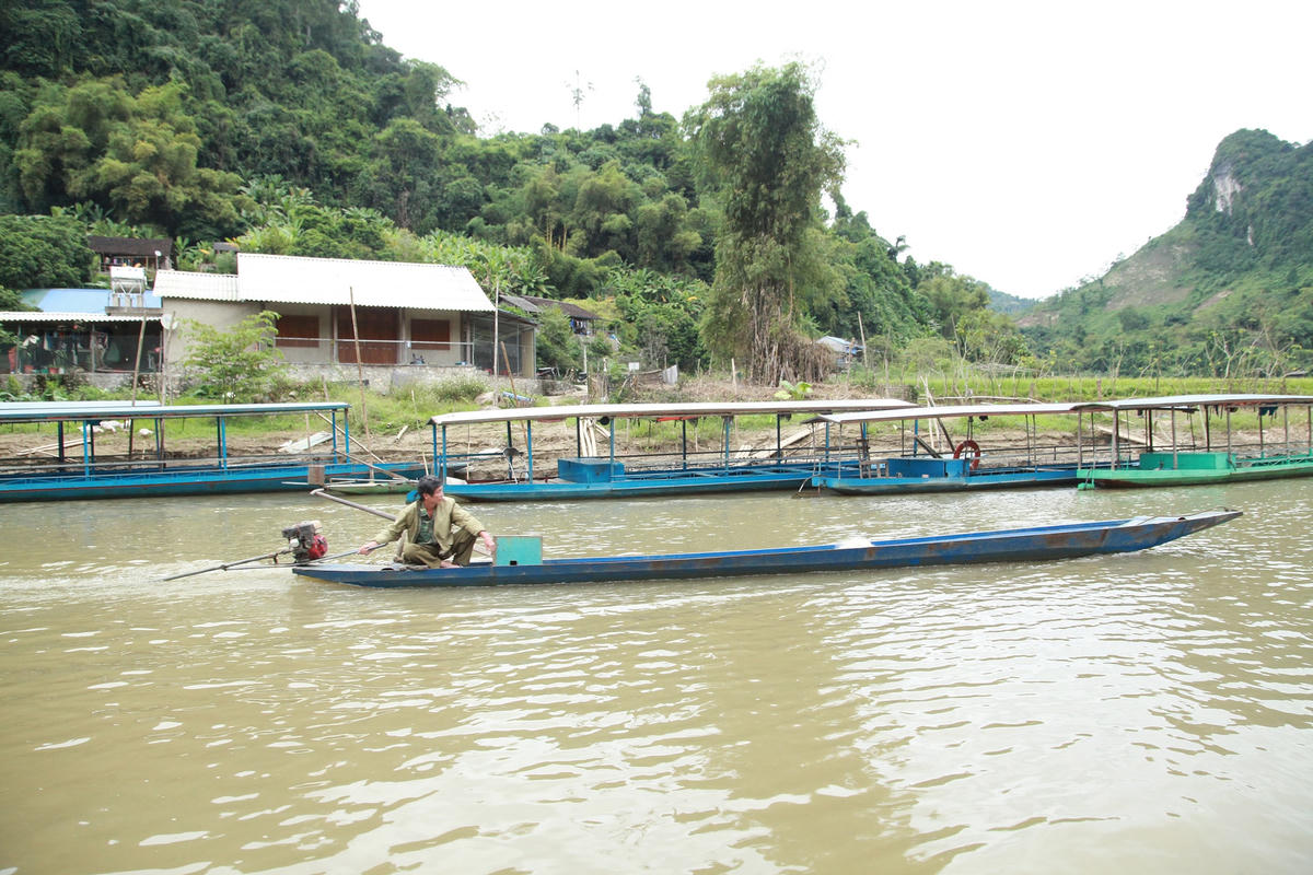 Nhiều thuyền máy sử dụng trên sông Năng và Hồ Ba Bể.