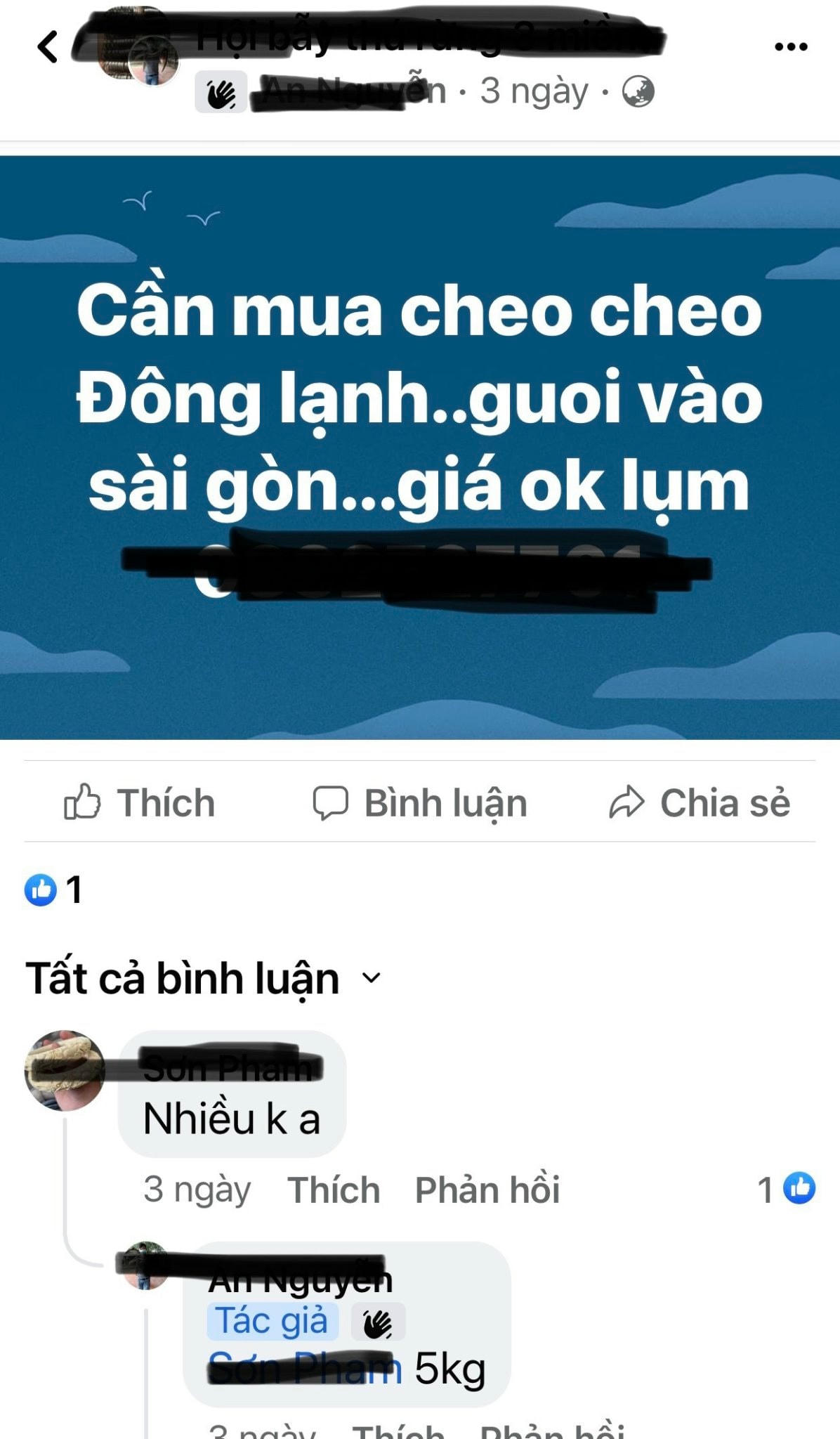Không chỉ dừng lại ở người bán, nhiều người mua liên tục đăng tìm kiếm những loại thú rừng.