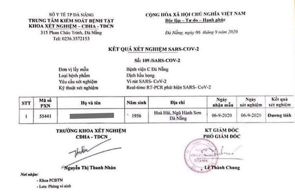Phiếu xét nghiệm cho kết quả dương tính của bệnh nhân P.N.S..
