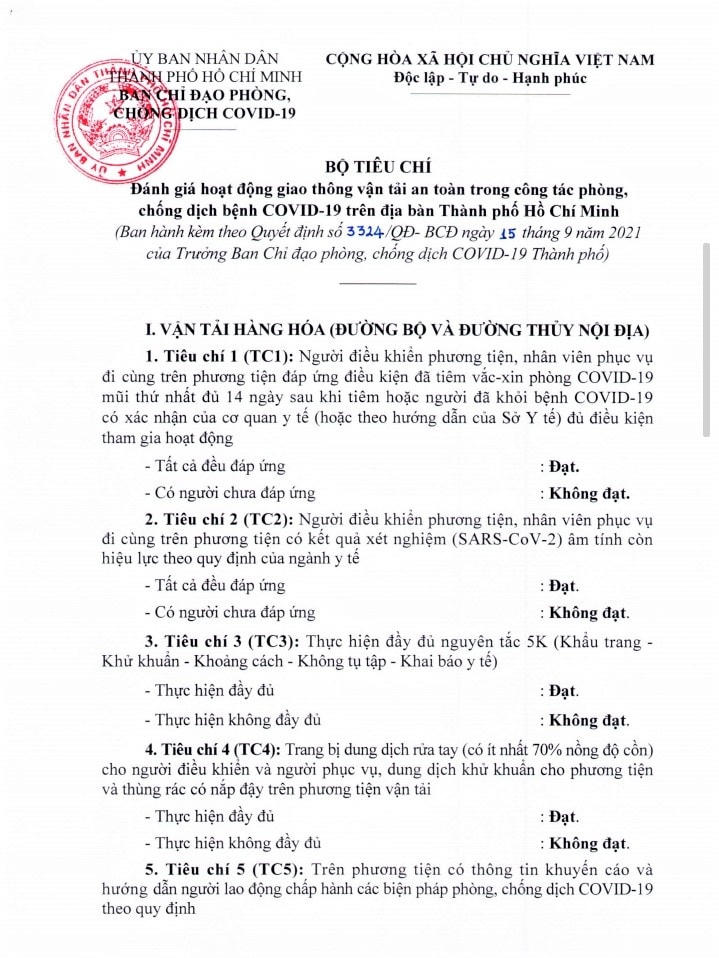 TP Hồ Chí Minh áp dụng 10 tiêu chí vận tải hành khách khi hoạt động trở lại