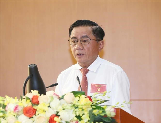 Ông Trần Cẩm Tú, Bí thư Trung ương Đảng, Chủ nhiệm Uỷ ban Kiểm tra Trung ương phát biểu chỉ đạo Đại hội. Ảnh: TTXVN.