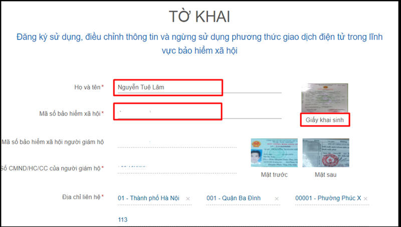 Hình 1.5. Màn hình khai báo các thông tin đăng ký.