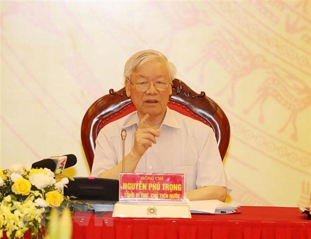 Tổng Bí thư, Chủ tịch nước Nguyễn Phú Trọng phát biểu tại Hội nghị. (Ảnh: Trí Dũng/TTXVN).