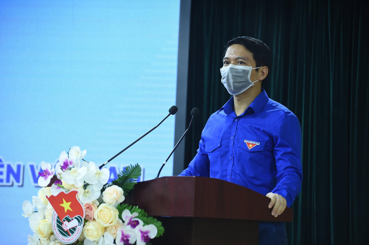 Bí thư Trung ương Đoàn Nguyễn Ngọc Lương phát biểu sau khi được bầu giữ chức Chủ tịch Hội LHTN Việt Nam khóa VIII. Ảnh: VGP/Nhật Nam.