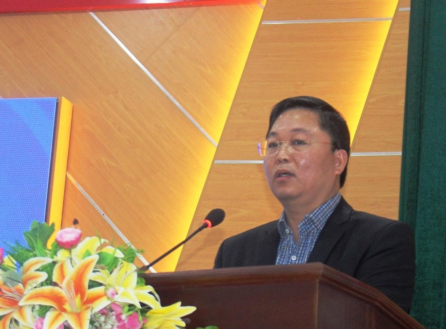 : Chủ tịch UBND tỉnh Quảng Nam Lê Trí Thanh phát biểu gặp mặt.