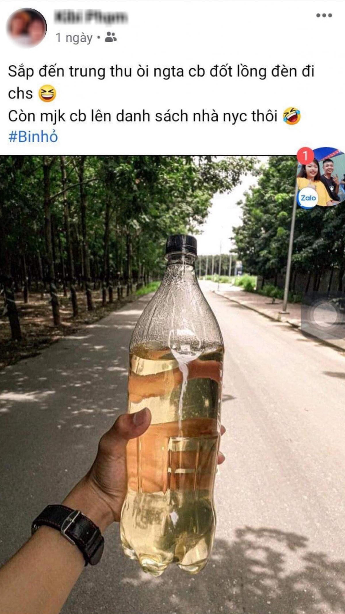   Trước khi xảy ra sự việc Đ. có chụp chai xăng đăng trên Facebook cá nhân.