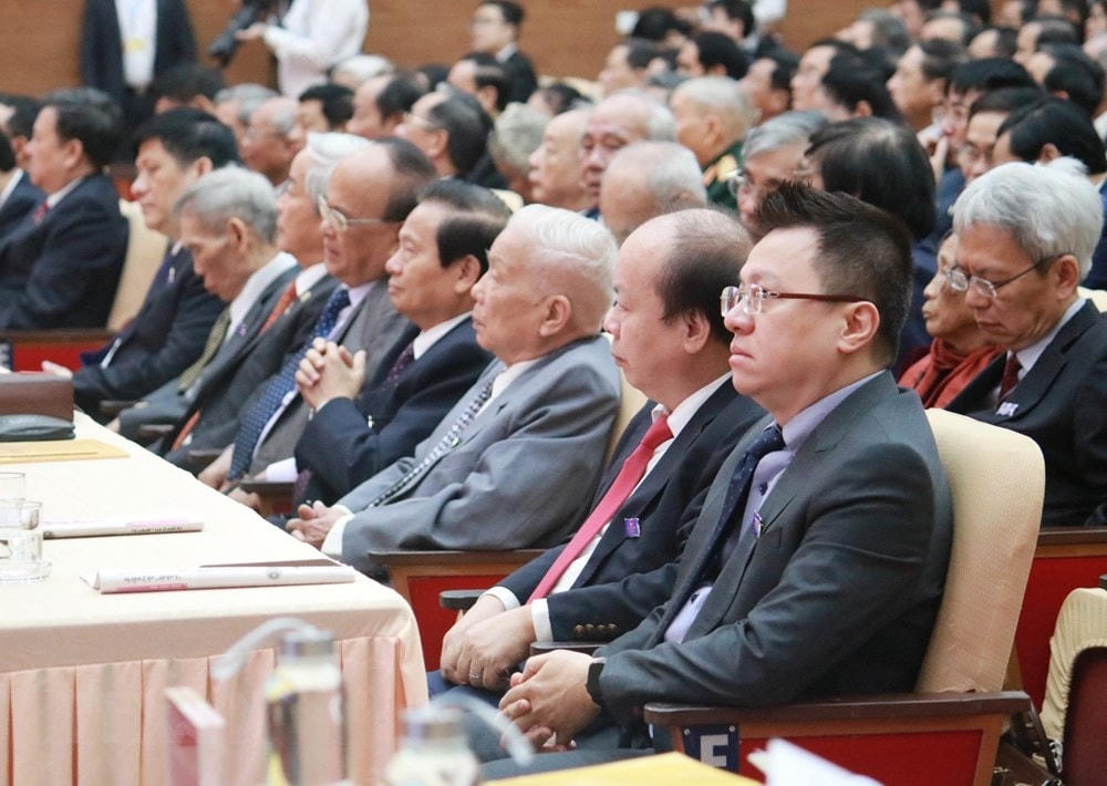 Phó Tổng Giám đốc Thông tấn xã Việt Nam Lê Quốc Minh dự Đại hội đại biểu Đảng bộ tỉnh Nghệ An lần thứ XIX, nhiệm kỳ 2020-2025. (Ảnh: Nguyễn Oanh/TTXVN).