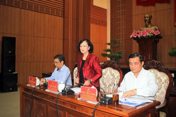 Trưởng ban Dân vận Trung ương Trương Thị Mai phát biểu tại buổi làm việc.