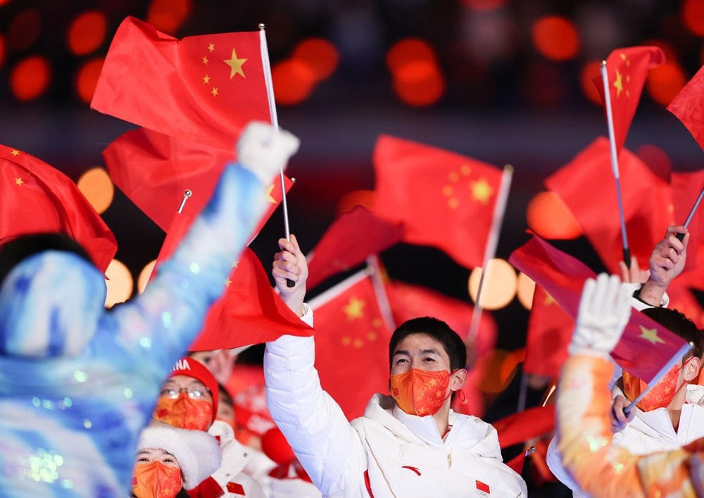 Các vận động viên Trung Quốc diễu hành tại lễ bế mạc Olympic mùa Đông Bắc Kinh 2022, Trung Quốc, ngày 20/2/2022. (Ảnh: THX/ TTXVN).