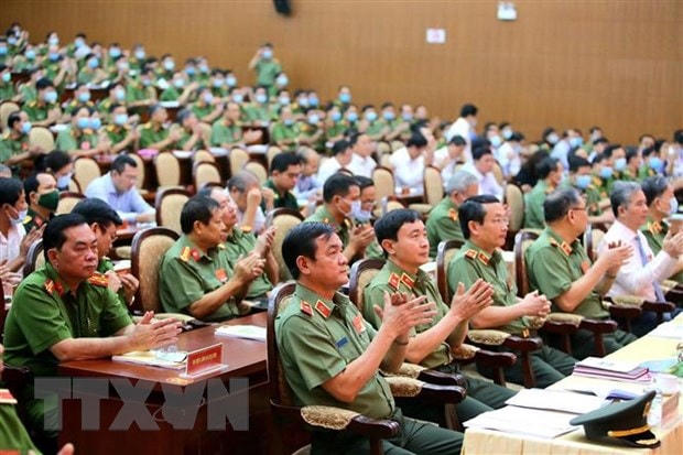 Hội nghị triển khai công tác năm 2021 của Công an Thành phố Hồ Chí Minh. (Ảnh: Thành Chung/TTXVN).