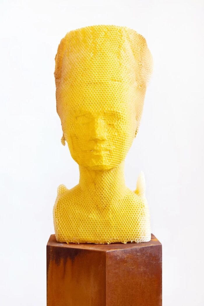 Nghệ sĩ Tomáš Libertíny đã làm việc cùng với ong để tạo ra bức tượng bán thân Nefertiti có tên là Eternity.  