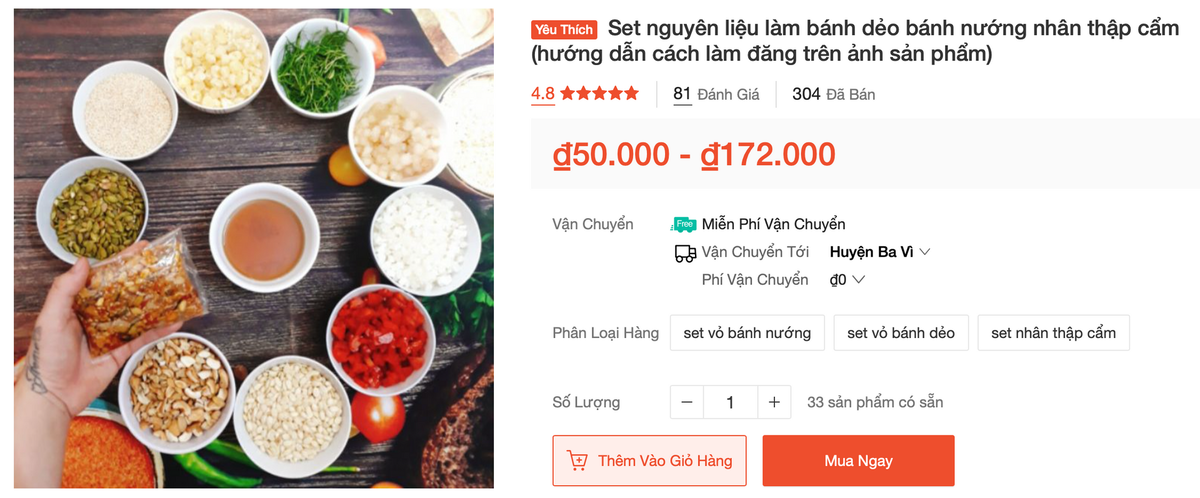 Set nguyên liệu làm bánh trung thu có giá cả hợp lý. 