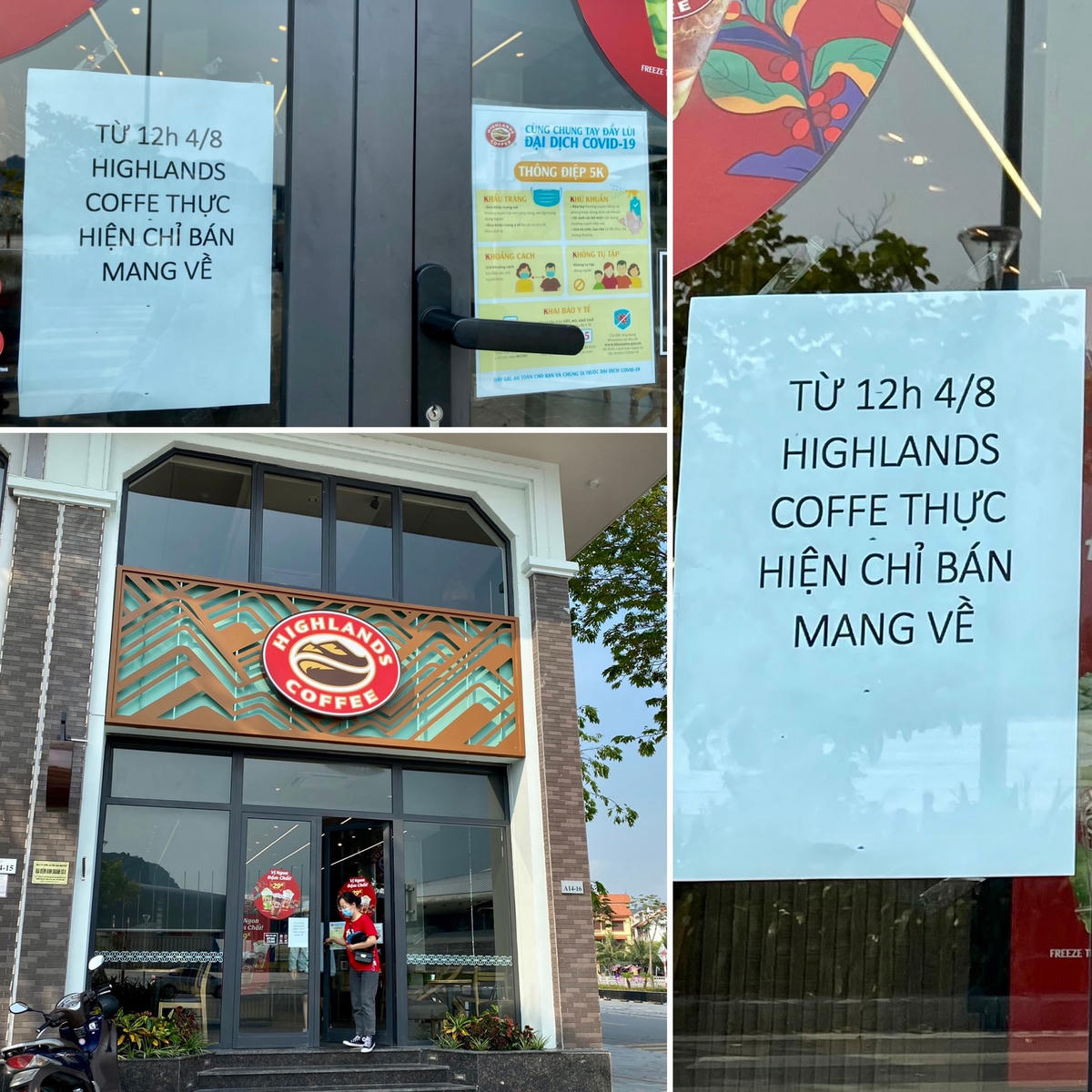 Các hàng quán đường phố, cà phê, giải khát, quán nước không được phục vụ tại chỗ và chỉ được bán hàng mang đi.