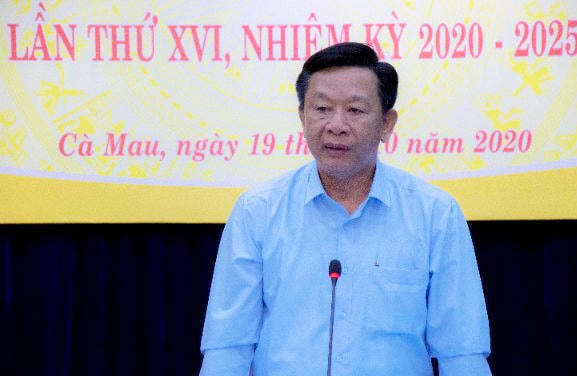 Ông Hồ Trung Việt, Trưởng ban Tuyên giáo Tỉnh ủy Cà Mau phát biểu tại buổi họp báo.