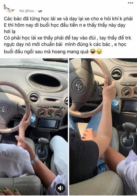 Clip ngắn ghi lại cảnh giáo viên dạy lái xe "sàm sỡ" học viên nữ được lan truyền trên Facebook