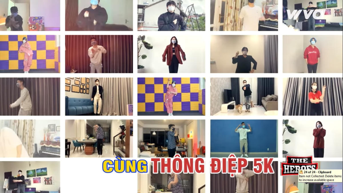 Các nghệ sĩ cùng nhảy Vũ điệu 5K để lấy động lực trong thời gian giãn cách chống dịch.