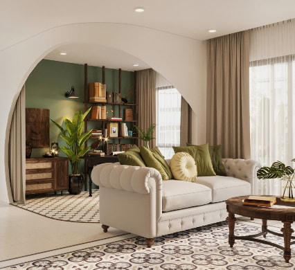 Một căn hộ với nội thất Indochine đặc trưng của cư dân tại KĐT Vinhomes ( Nguồn: Lê Viết Dũng/Woodplus).