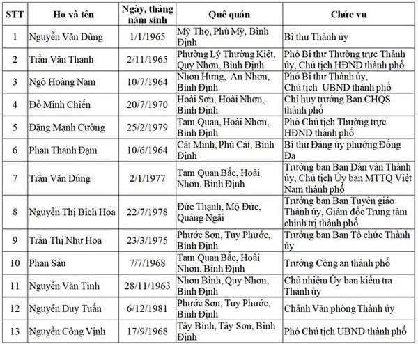 Bình Định: Bí thư, Phó Bí thư Thành ủy Quy Nhơn tái cử