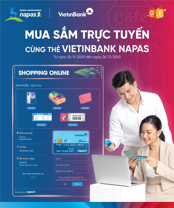 Hấp dẫn Chương trình khuyến mãi 'Mua sắm trực tuyến cùng thẻ VietinBank NAPAS'