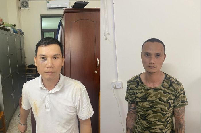 Cường và Thịnh tại cơ quan điều tra.