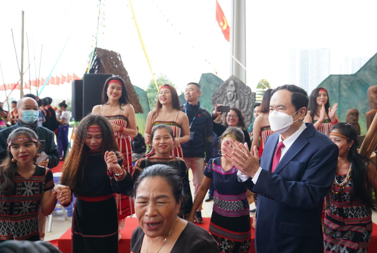 Chủ tịch UB TƯ MTTQ Việt Nam Trần Thanh Mẫn dự đại hội đại biểu các dân tộc thiểu số. Ảnh Quang Vinh.