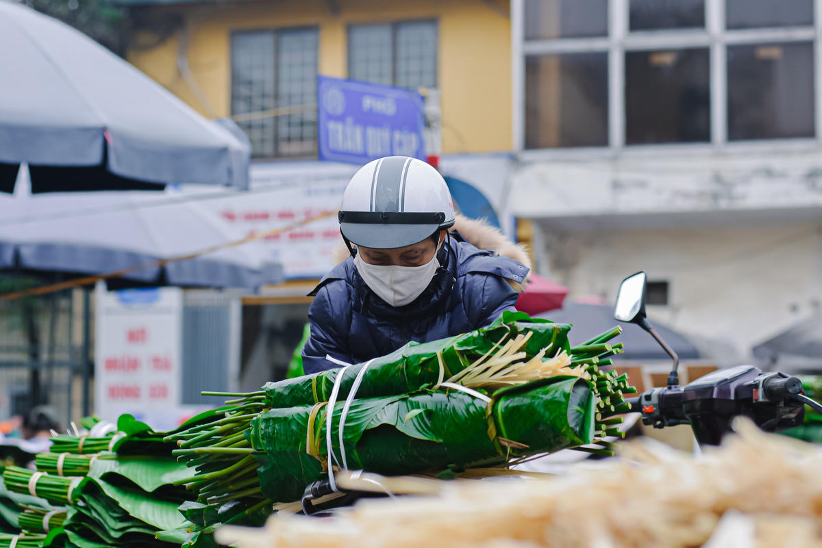 Cô Nguyễn Tú Uyên (Thanh Xuân, Hà Nội) cho biết, năm nay do công việc của gia đình nên tôi đi mua lá muộn hơn so với mọi năm, cứ ngỡ sẽ không mua được những bó lá đẹp. Nhưng năm nay chợ có phần vắng vẻ hơn so với mọi năm, nếu năm ngoái đi mua lá vào thời điểm này thì chỉ còn những lá loại 2 chứ không đẹp được như bây giờ”.