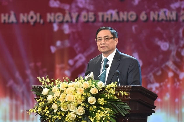 Thủ tướng Chính phủ Phạm Minh Chính phát biểu tại Lễ ra mắt Quỹ vaccine phòng, chống Covid-19.