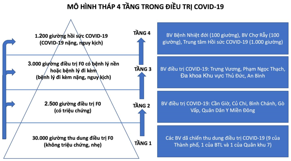 Mô hình tháp 4 tầng trong điều trị Covid-19.