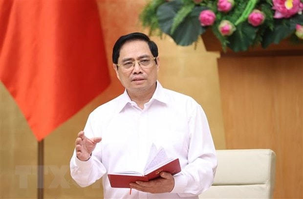 Thủ tướng Phạm Minh Chính phát biểu kết luận cuộc họp. Ảnh: Dương Giang/TTXVN.  