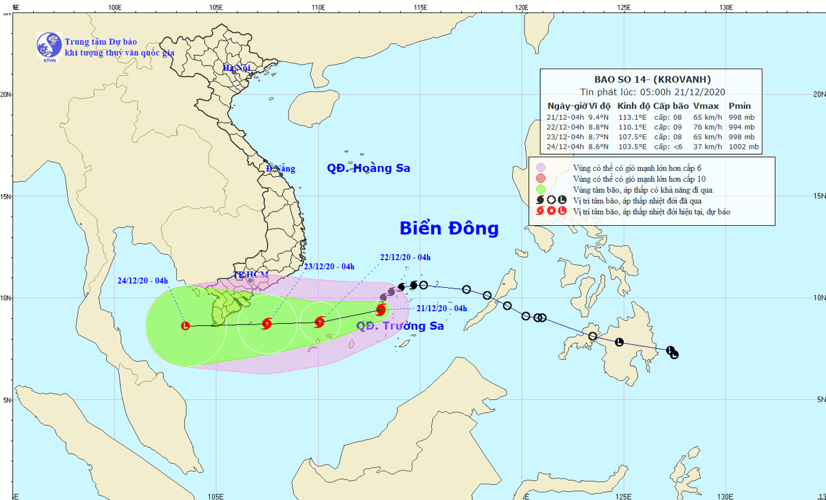 Bão số 14 đang ở Biển Đông và có khả năng mạnh thêm