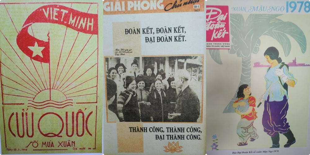 Báo Đại Đoàn Kết qua các thời kỳ.  Ảnh: Quang Vinh