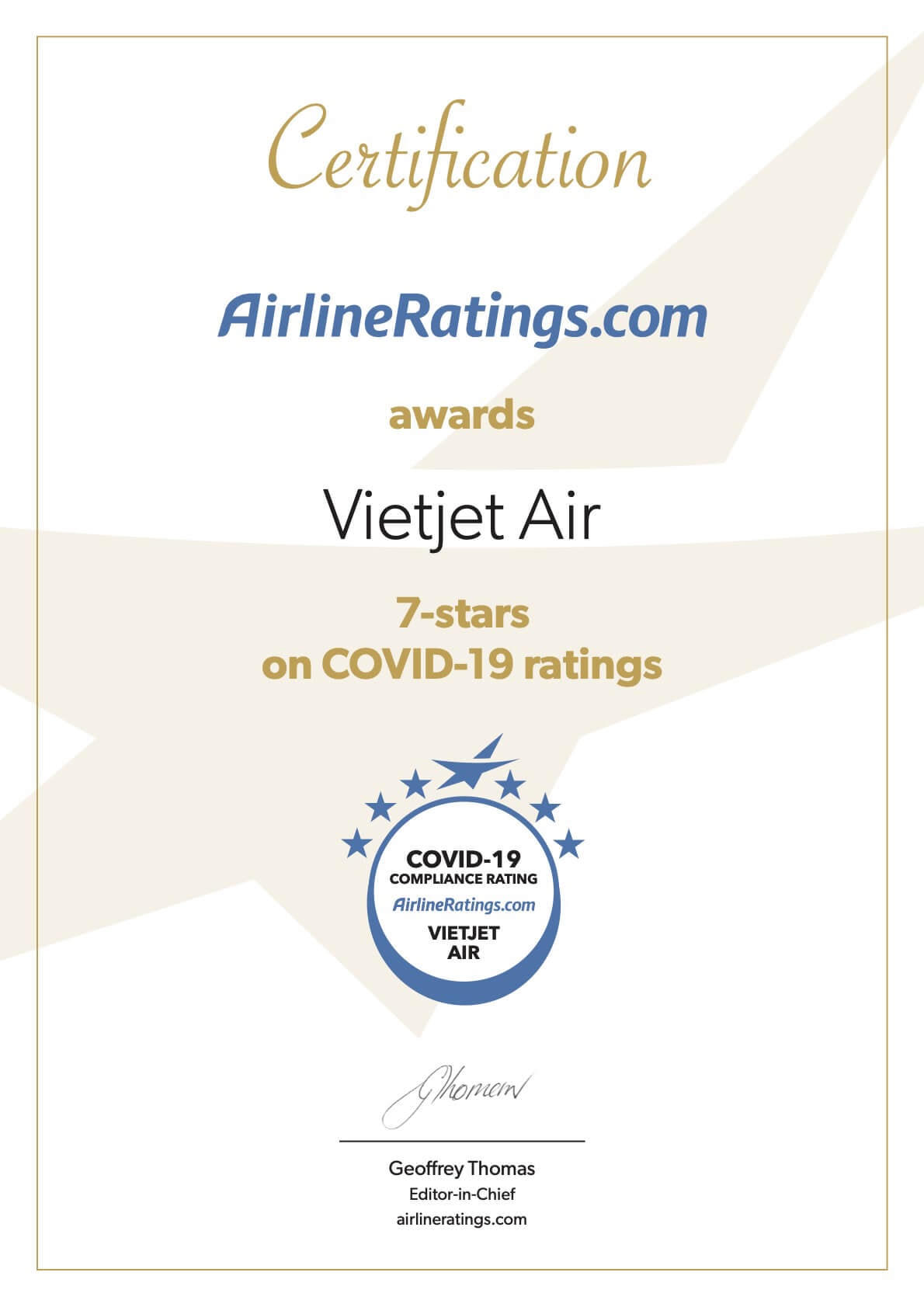 Vietjet đạt chứng nhận quốc tế cao nhất về phòng chống Covid-19.